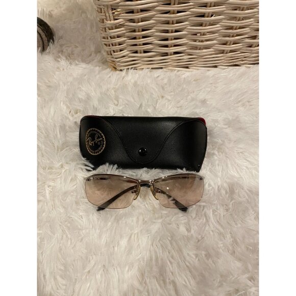 Ray-Ban RB3183 003/8Z Sunglasses Silver frame Beige Silver Gray Gradient Rare - Picture 4 of 7